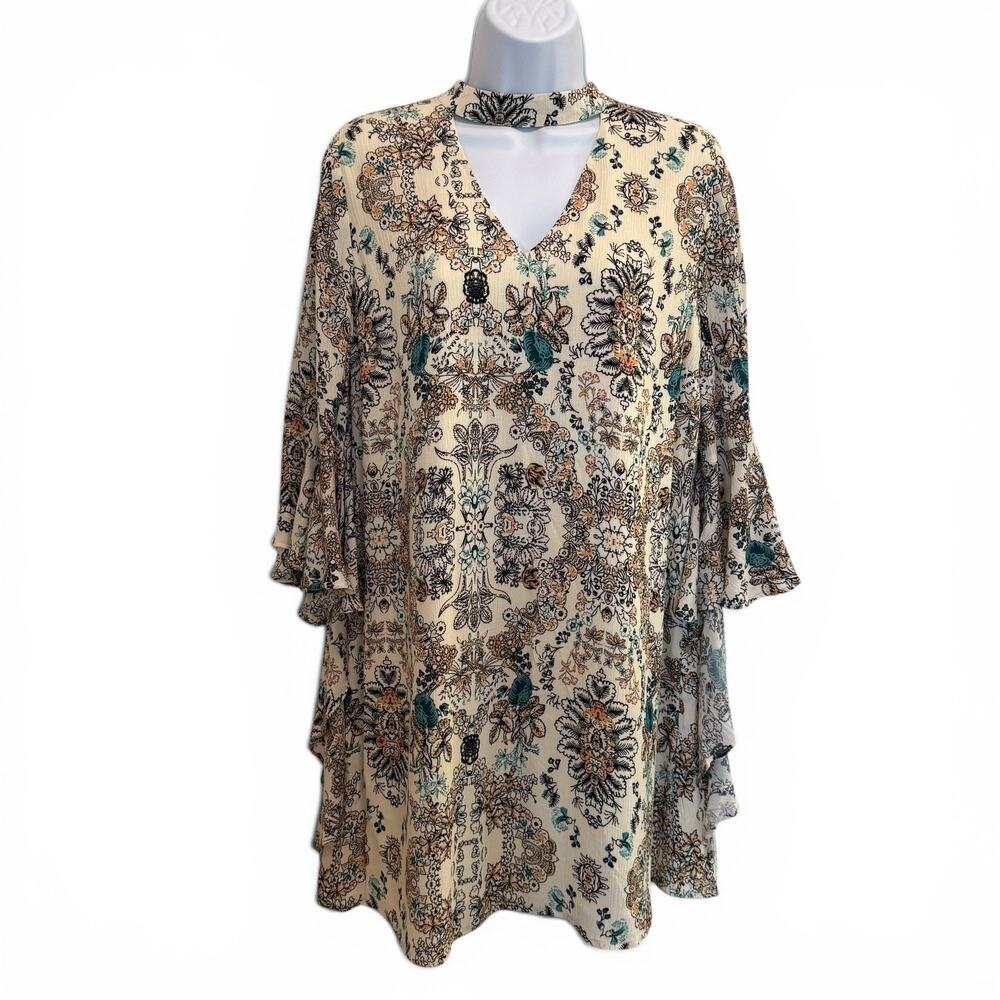 Blu Pepper Tunic Dress Size S Floral Paisley Boho Granola Hippie Whimsical Fairy
